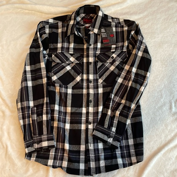 Five Brother Other - Men’s plaid heavy weight flannel size M reg black white shirt jacket shacket
